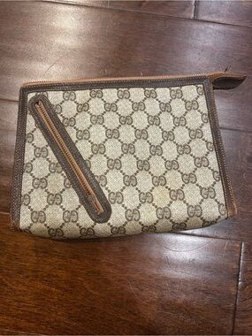 Gucci Beige and Brown GG Canvas Pouch